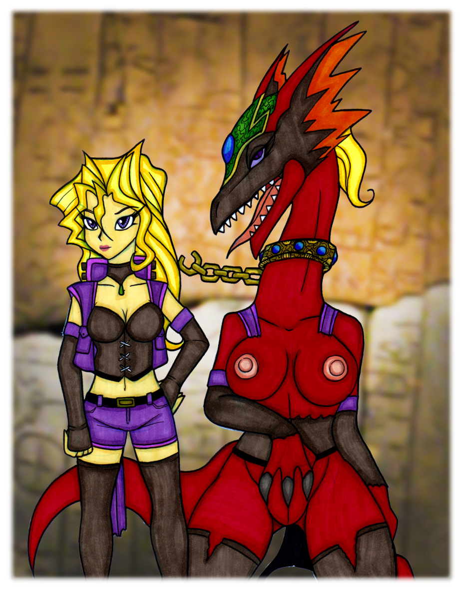 clothed clothing dragon female harpie's_pet_dragon harpie's_pet_dragon human ivanks mai_valentine mammal scalie yu-gi-oh yugioh