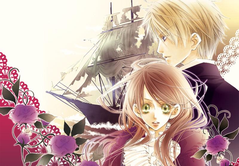 1girl edgar_ashenbert flower hakushaku_to_yousei jpeg_artifacts lace lydia_carlton purple rose ship watercraft