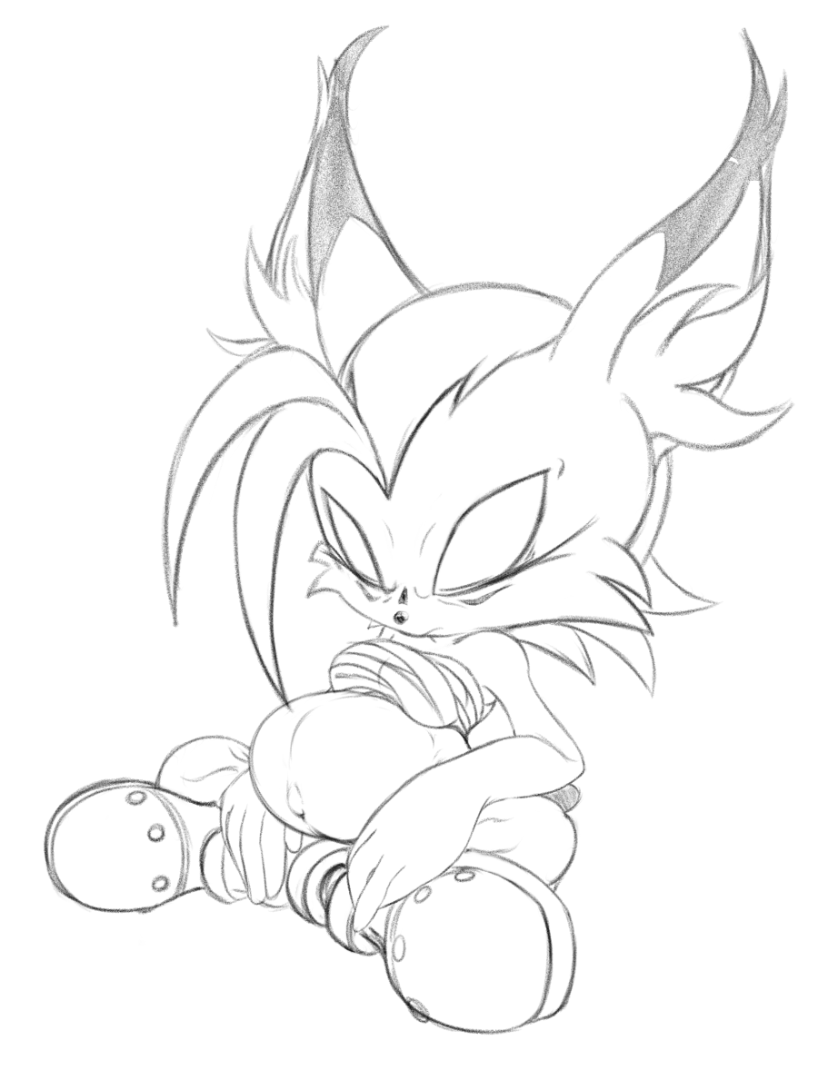 3:4 anthro archie_comics big_ears breasts clothing conquering_storm crossed_legs eyes_closed felid feline female footwear hi_res lynx mammal meditating meditation monochrome pregnant raccoonshinobi sega shoes sitting sketch solo sonic_the_hedgehog_(archie) sonic_the_hedgehog_(comics) sonic_the_hedgehog_(series) tape