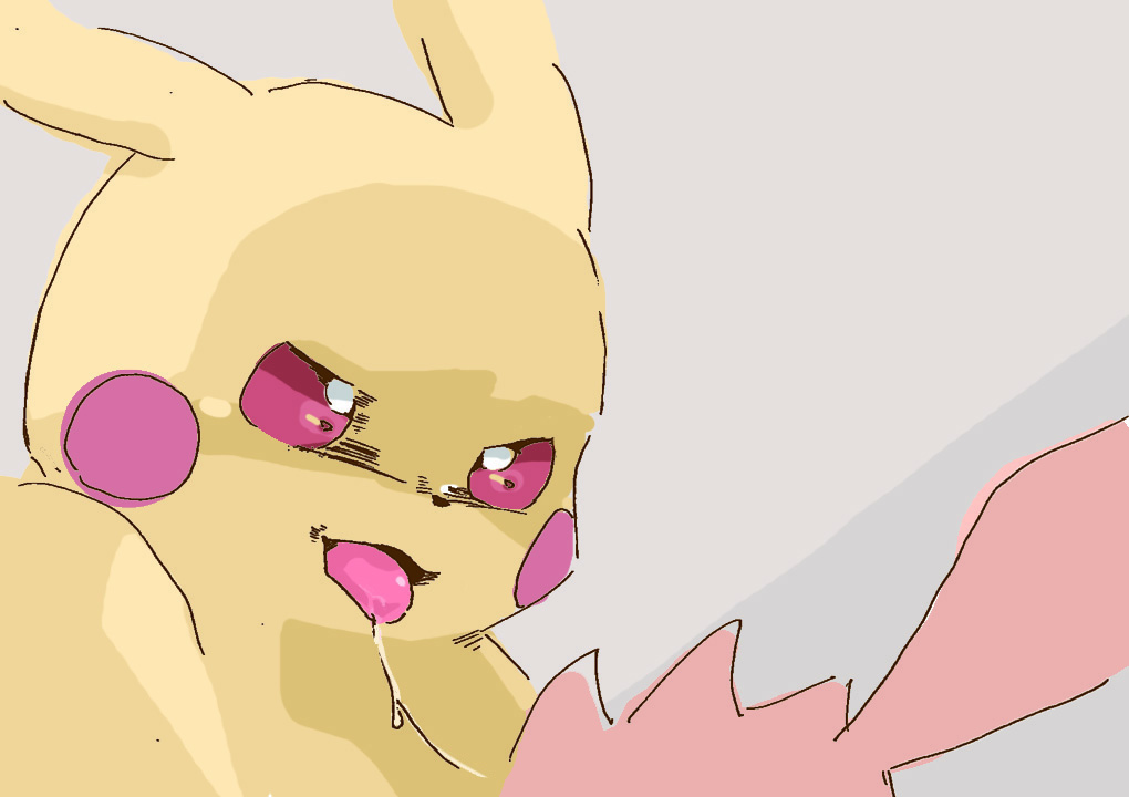 2018 after_kiss ambiguous_gender bodily_fluids brown_body duo eevee faceless_character generation_1_pokemon get_it_go nintendo open_mouth pikachu pokemon pokemon_(species) red_cheeks red_sclera saliva saliva_string solo_focus tongue tongue_out yellow_body