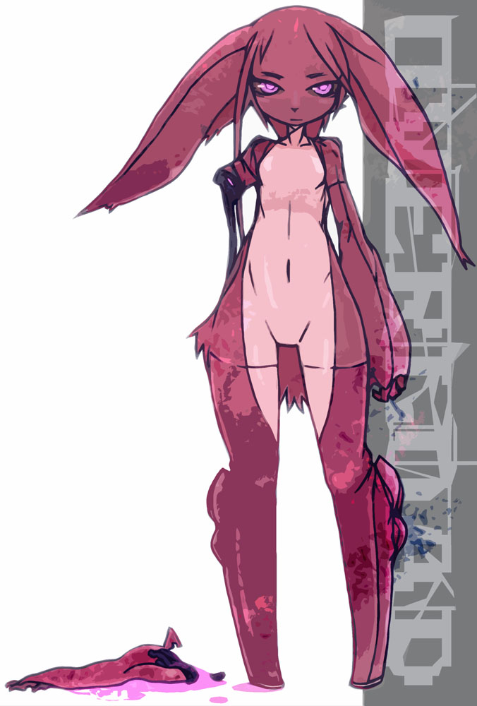 android breasts featureless_crotch female invalid_color lagomorph lapine machine mammal mechanical moyamoya_kuroi overload rabbit robot small_breasts