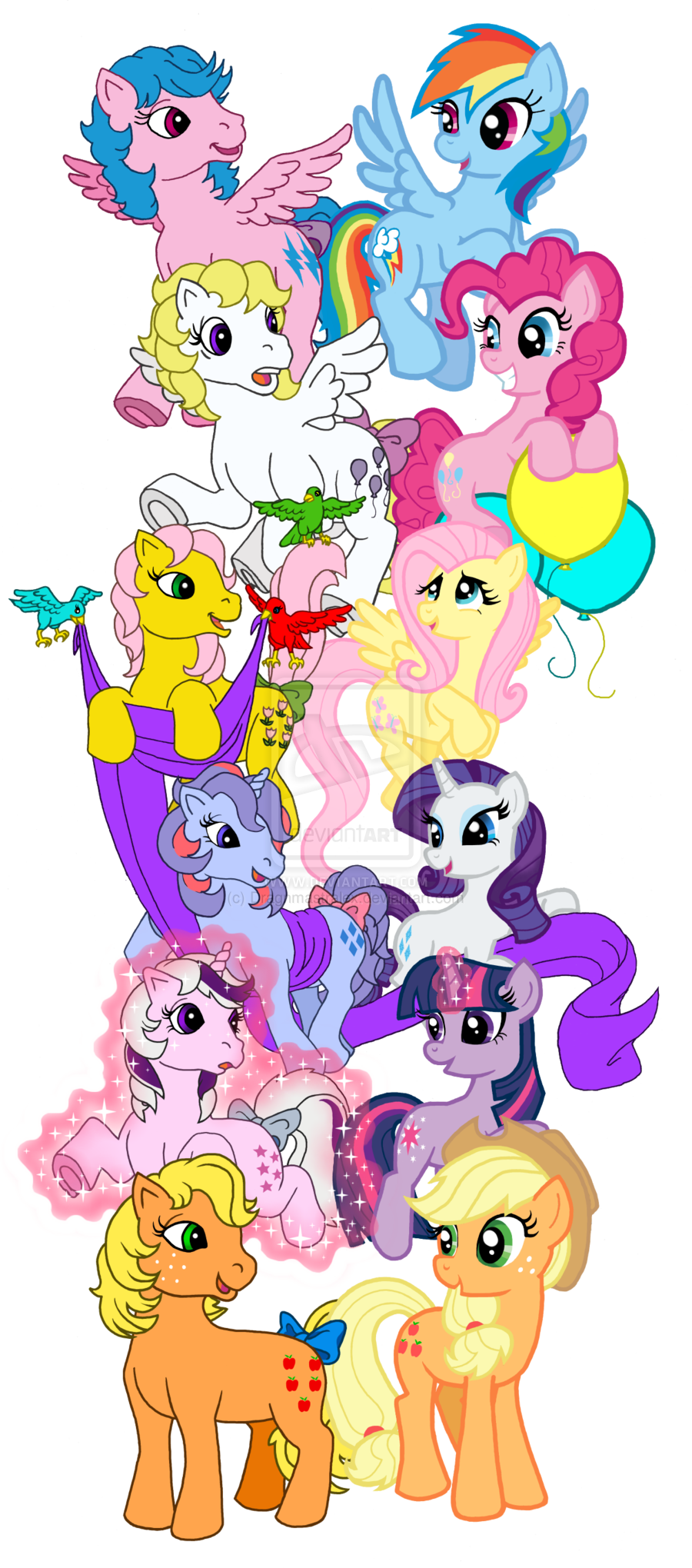 blue_fur cowboy_hat cutie_mark dragnmastralex dragon equine female feral firefly_(mlp) fluttershy_(mlp) friendship_is_magic fur g1 hair hat horn horse mammal multi-colored_hair my_little_pony pegasus pink_fur pink_hair pinkie_pie_(mlp) pony posey_(mlp) purple_hair rainbow_dash_(mlp) rainbow_hair sparkler_(mlp) square_crossover surprise_(mlp) twilight_(mlp) twilight_sparkle_(mlp) unicorn wings