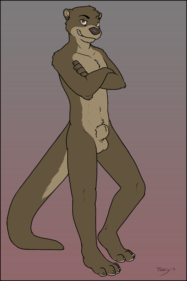 balls grin male mammal mustelid nude otter sheath solo tikky