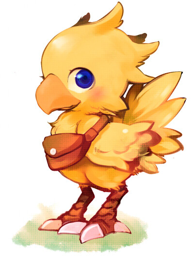 beak blue_eyes blush chocobo claws final_fantasy final_fantasy_fables kadu knapsack looking_at_viewer no_humans solo standing talons