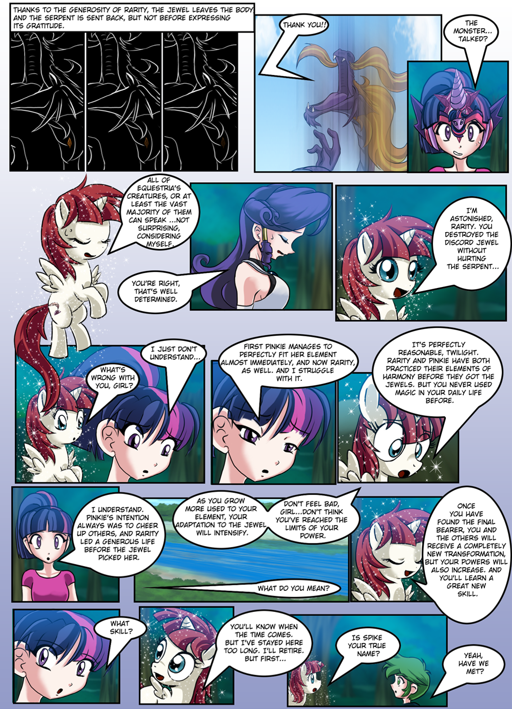 clothing comic cutie_mark dialog english_text equine female friendship_is_magic hair horn horse human humanized lauren_faust_(character) magic mammal mauroz my_little_pony pony purple_hair rarity_(mlp) spike_(mlp) steven_magnet_(mlp) text tiara twilight_sparkle_(mlp) winged_unicorn wings