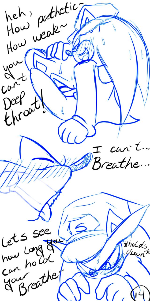 asphyxiation blush can't_breathe comic deep_throat english_text fellatio force gay grab grin hedgehog male mammal oral oral_sex penis redfirestar sadism sega sex silver_the_hedgehog sonic_(series) sonic_the_hedgehog sucking sweat text