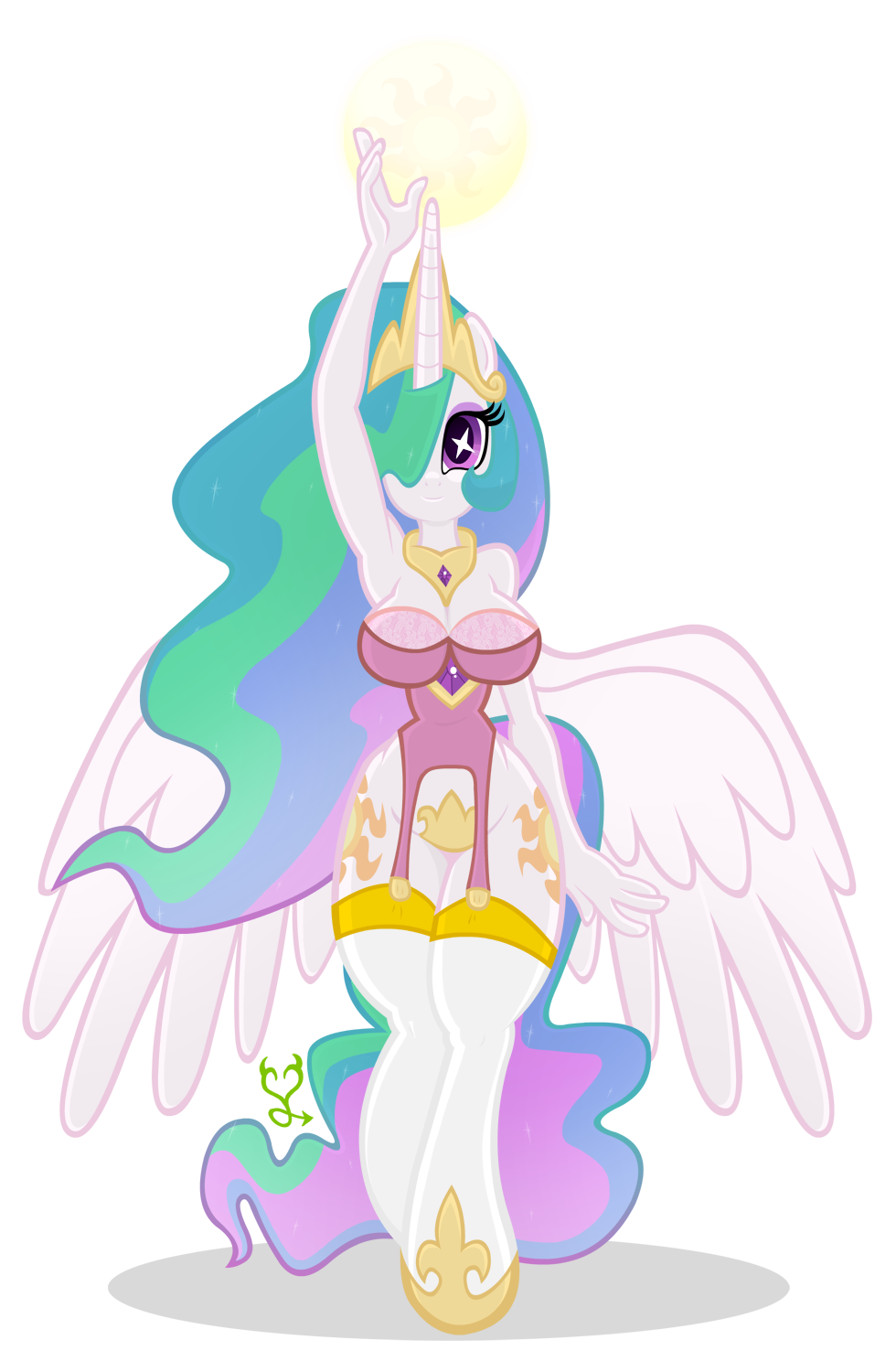 anthro anthrofied equine female friendship_is_magic horn mammal my_little_pony princess_celestia_(mlp) solo wicked-at-heart winged_unicorn wings