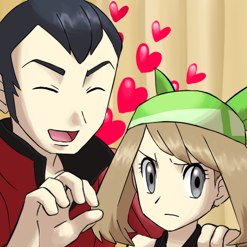 1boy 1girl father_and_daughter gym_leader haruka_(pokemon) heart pokemon senri_(pokemon)