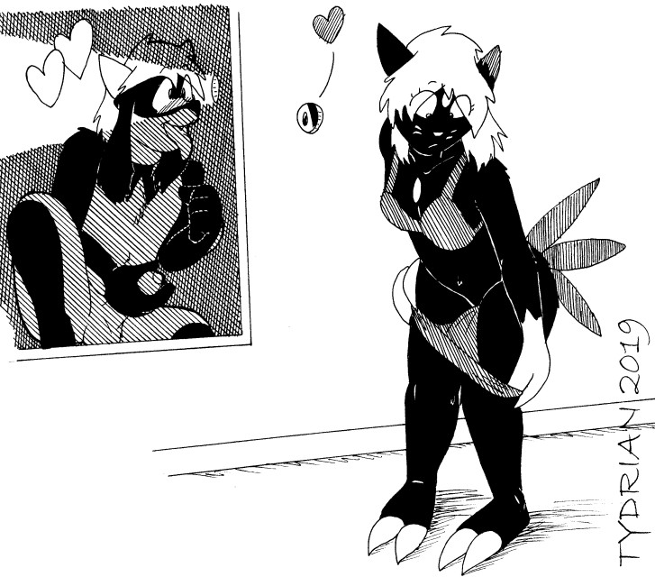 &lt;3 2019 anthro clothed clothing duo female male masturbation monochrome nintendo nude partially_clothed peeking penile_masturbation penis pok&eacute;mon pok&eacute;mon_(species) riolu signature sneasel tydrian uncut underwear undressing video_games voyeur