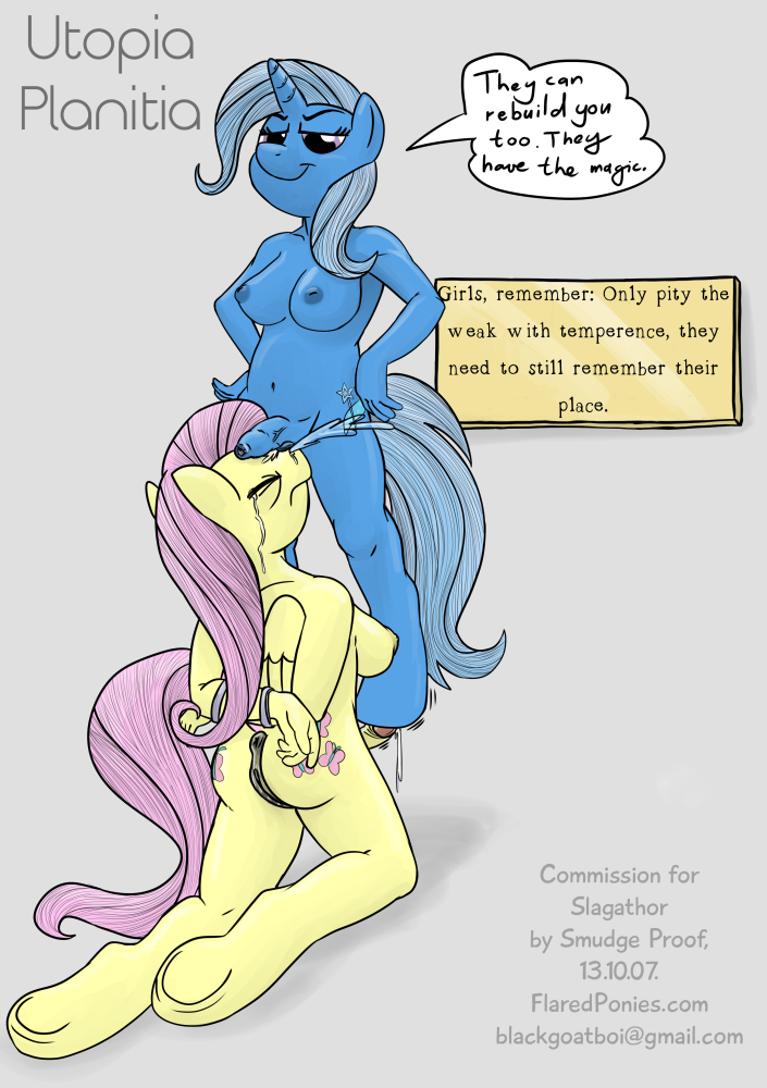anatomically_correct_pussy animal_genitalia anthro anthrofied anus crossgender cuffs domination equine equine_pussy female female_ejaculation fluttershy_(mlp) friendship_is_magic herm horn horse humiliation intersex mammal my_little_pony nipples non-consensual penis pony pussy pussy_juice smudge_proof spitting_cobra tears trixie_(mlp) uncut unicorn utopia_planitia