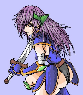 artist_request faris_scherwiz final_fantasy final_fantasy_v knight lowres non-web_source oekaki purple_eyes purple_hair solo sword weapon