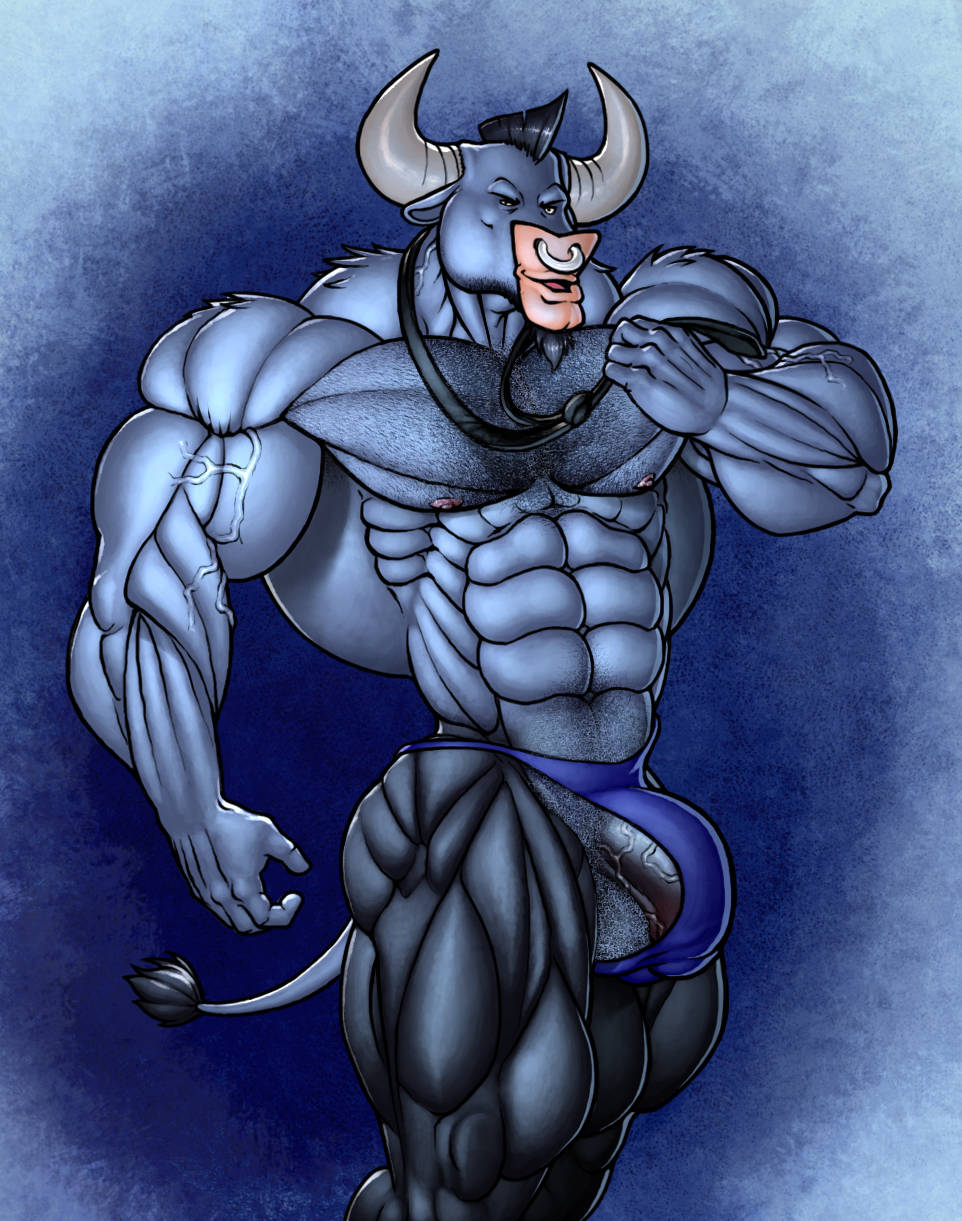 anatomy anthro balls biceps big_muscles big_penis body_hair bovine bulge chest_hair erection facial_piercing friendship_is_magic fur grin hairy horn huge_muscles iron_will_(mlp) looking_at_viewer male mammal minotaur mohawk muscles my_little_pony necktie nipples nose_piercing nose_ring open_mouth pecs penis piercing pose ripped-saurian smile solo standing thong toned tongue topless vein veiny_penis