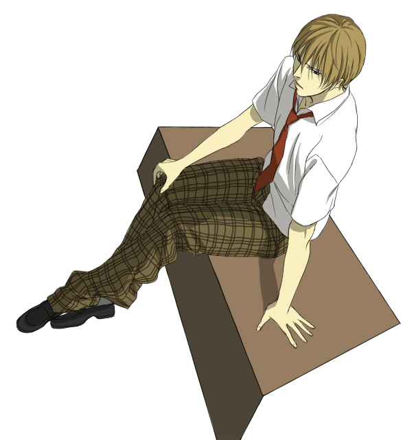 blonde_hair hiyoshi_wakashi male_focus necktie sakatsuki school_uniform solo tennis_no_ouji-sama