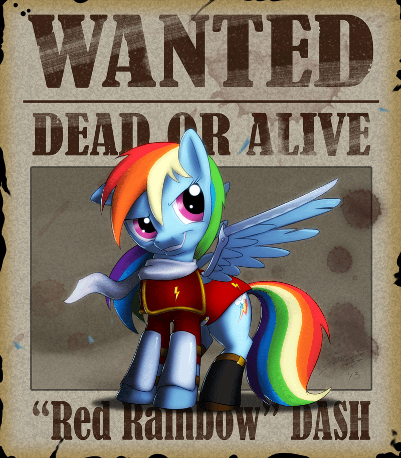 animated arthropod boots clothing english_text equine female feral friendship_is_magic hair horse lionheartcartoon mammal multi-colored_hair my_little_pony pegasus pink_eyes pony rainbow_dash_(mlp) smile solo text wanted_poster wind wings
