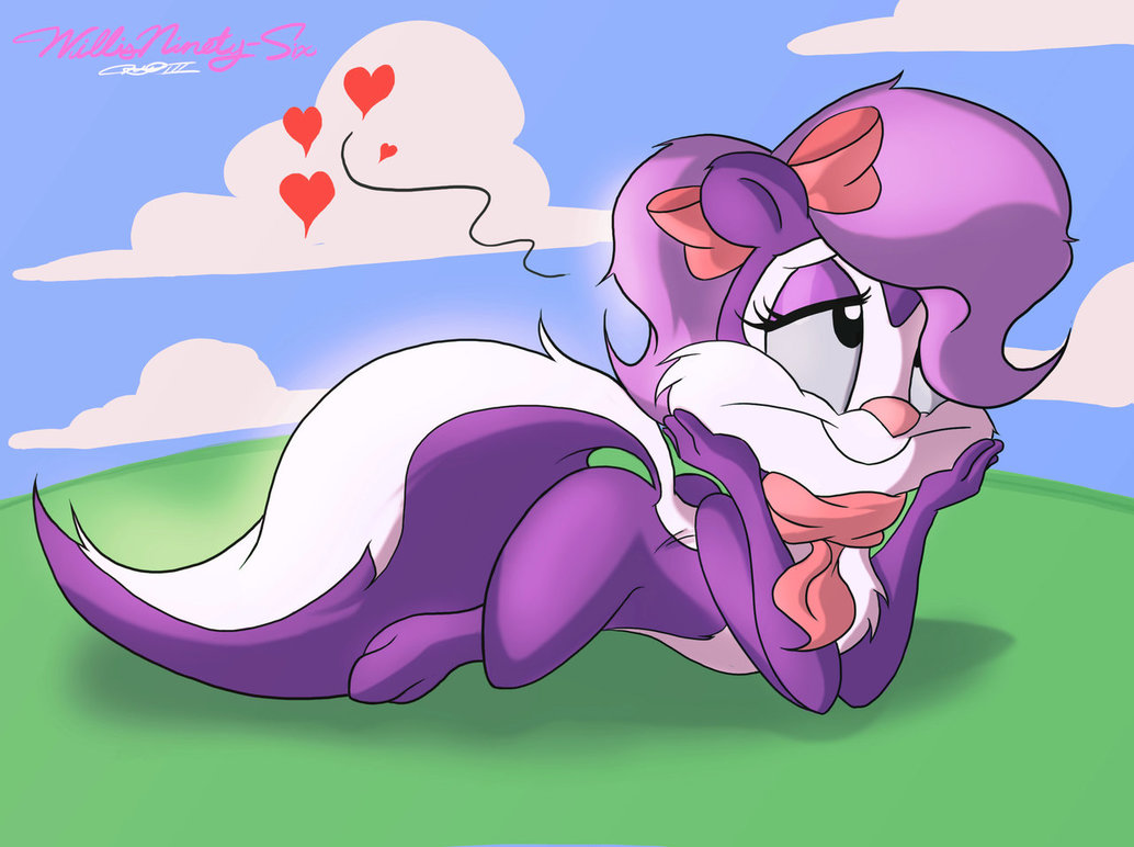 &lt;3 ascot daydream female fifi_la_fume fluffy_tail lying mammal ribbons skunk skunkette solo tiny_toon_adventures tiny_toons warner_brothers willis96 willisninety-six