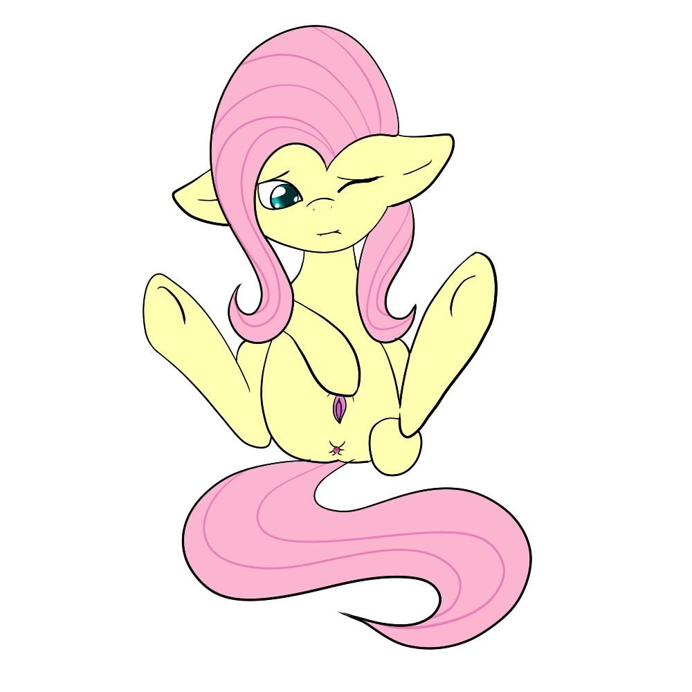 alpha_channel equine female feral fluttershy_(mlp) friendship_is_magic fur green_eyes hair horse long_hair lovingponi lovingpony mammal my_little_pony pegasus pink_hair plain_background pony pussy solo transparent_background wings yellow_fur