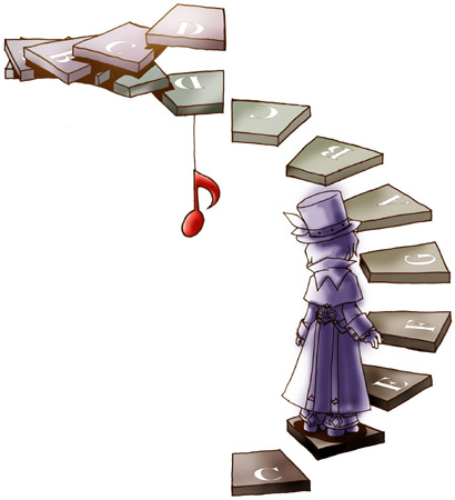 chibi frederic_chopin fuju hat lowres male_focus musical_note solo stairs trusty_bell