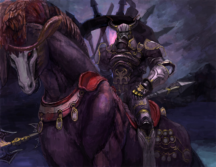 armor bad_id bad_pixiv_id final_fantasy horse iwauchi_tomoki knight male_focus odin_(final_fantasy) solo