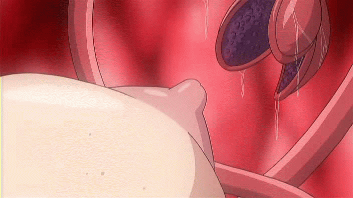 1girl animated animated_gif blue_eyes breast_sucking breasts in'youchuu in'youchuu large_breasts long_hair lowres nipples nude red_hair shiratori_mikoto solo tentacle