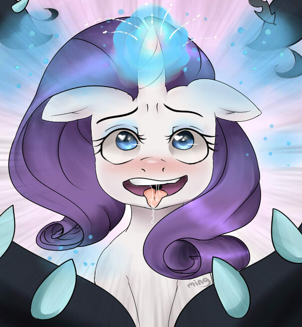 ahegao blue_eyes blush equine female floppy_ears friendship_is_magic fucked_silly fur hair horn horse long_hair magic mammal mingamia my_little_pony open_mouth pony purple_hair rarity_(mlp) saliva solo tentacles tongue tongue_out unicorn white_fur