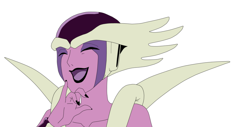 alpha_channel claws dragon_ball dragon_ball_z eyes_closed female laugh original_character queencold smile solo