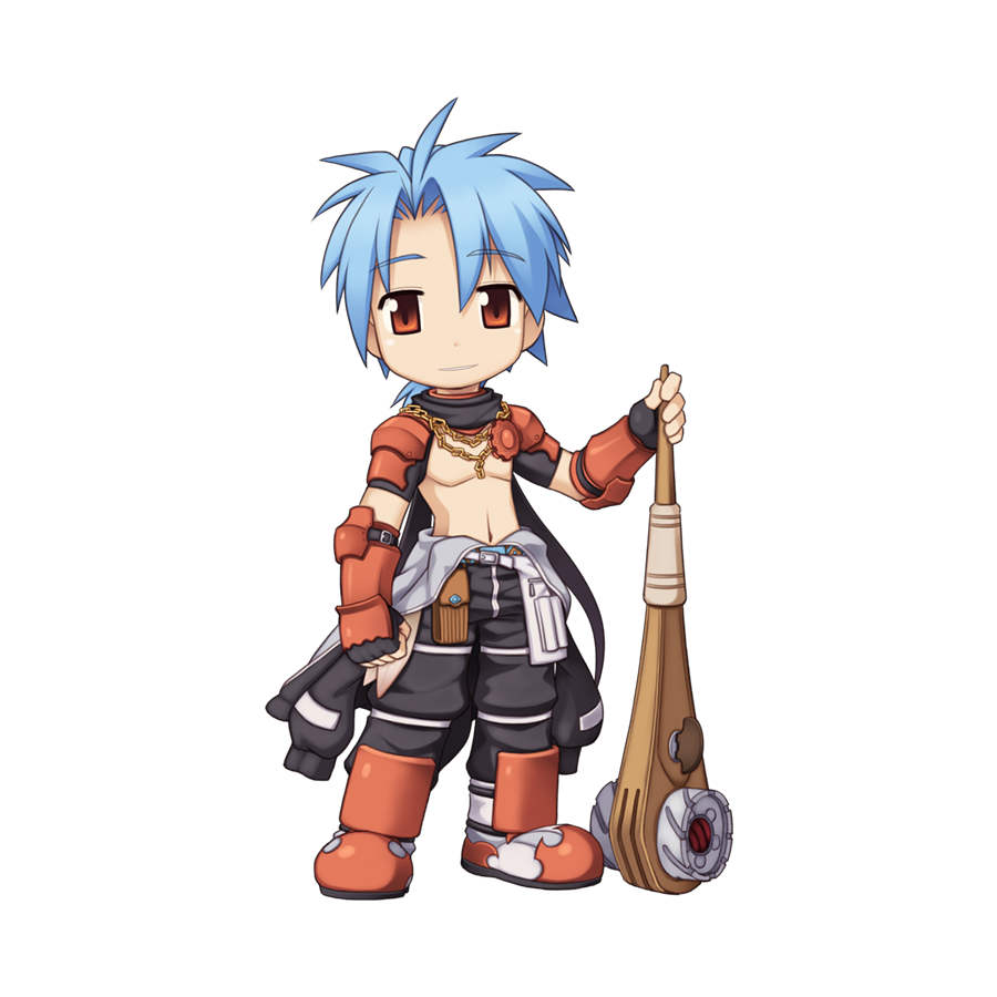 1boy abs armor armored_boots black_gloves black_jumpsuit black_pants blue_hair boots chain chibi elbow_gloves fingerless_gloves full_body gloves grin hair_between_eyes holding holding_wrench jewelry jumpsuit jumpsuit_around_waist looking_at_viewer male_focus mechanic_(ragnarok_online) medium_bangs necklace official_art orange_armor orange_eyes pants parted_bangs pouch ragnarok_online short_hair shorts shrug_(clothing) simple_background smile solo standing tachi-e toned toned_male transparent_background vambraces wrench yuichirou