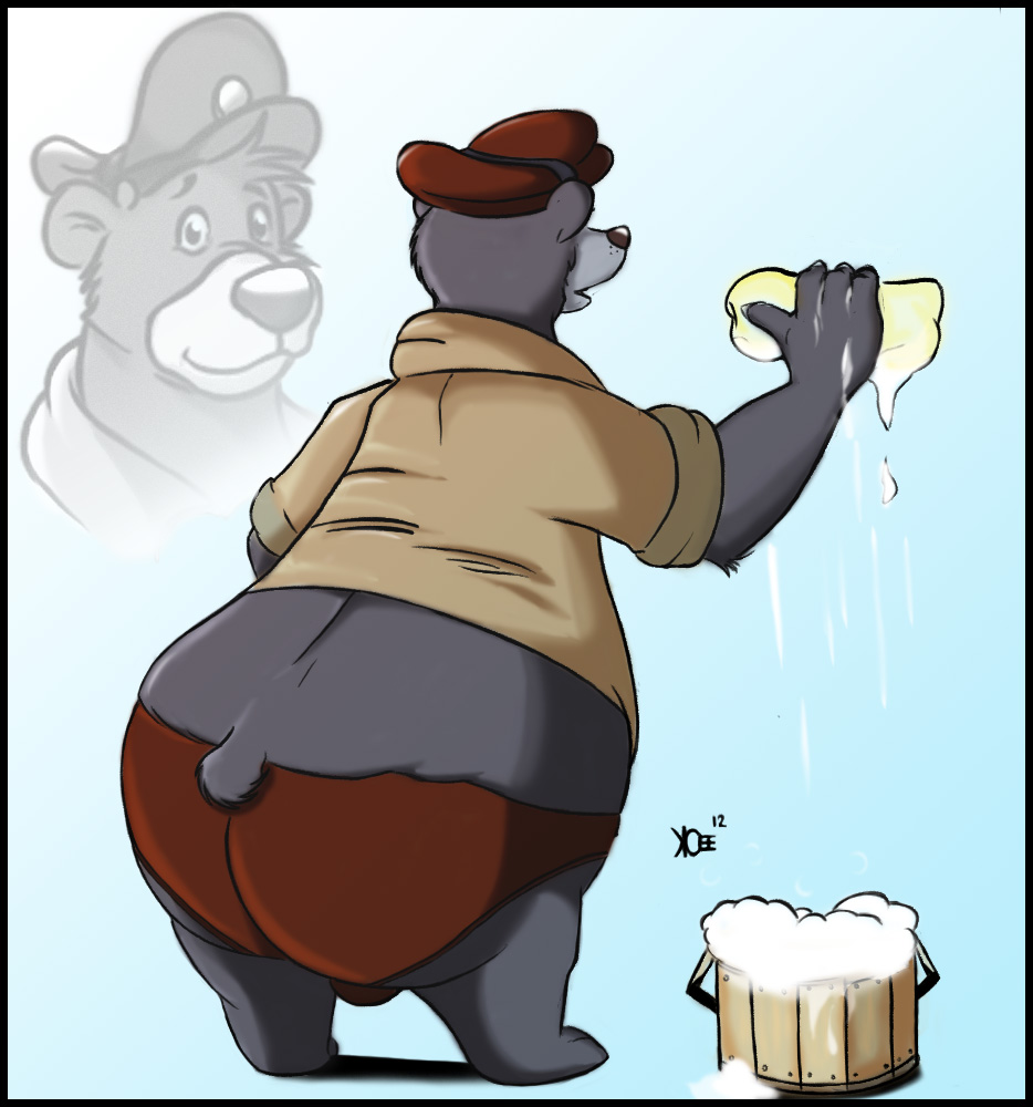 baloo bear bulge cleaning disney kcee male mammal midriff overweight solo talespin wash