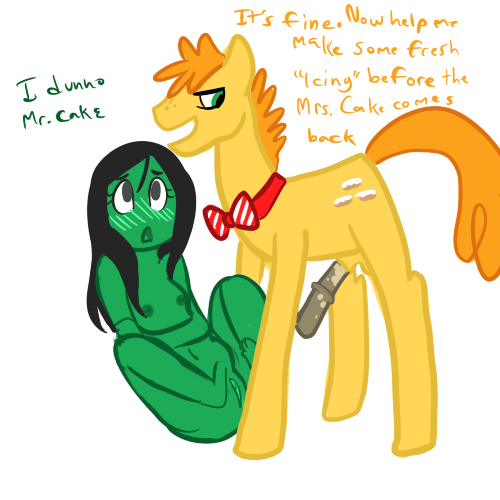 anon blush carrot_cake_(mlp) child equine fem_anon female friendship_is_magic horse horsecock human interspecies male mammal minibutts mr_cake_(mlp) mt my_little_pony nipples penis plain_background pony pussy young