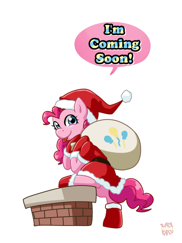 blue_eyes boots chimney christmas clothing coat cutie_mark english_text equine female feral friendship_is_magic fur gloves hair hat holidays horse long_hair looking_at_viewer mammal my_little_pony norang94 pink_fur pink_hair pinkie_pie_(mlp) plain_background pony santa_hat smile solo text tongue tongue_out transparent_background