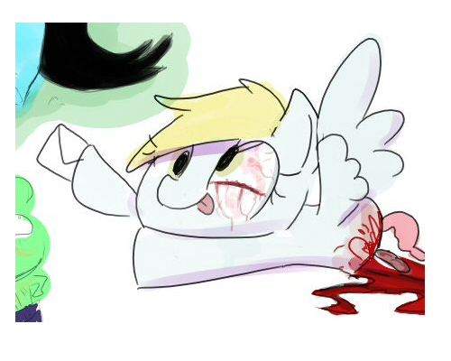 blood corpse dead derpy_hooves_(mlp) equine female friendship_is_magic gore hair half horse in_half intestines mammal my_little_pony nightmare_fuel organs pegasus pony thegalen wings