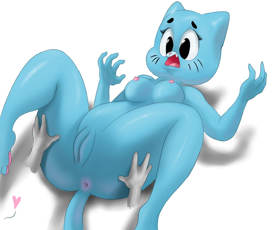 anthro anus breasts disembodied_hand feline female lying mammal milf mother naughtycartoonist nicole_watterson nipples nude parent pussy spread_legs spreading the_amazing_world_of_gumball
