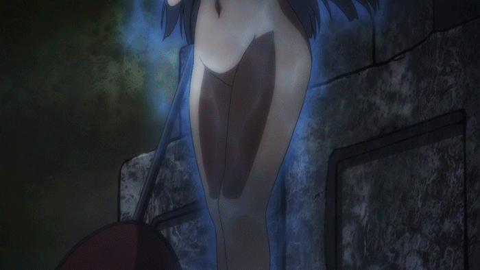 animated animated_gif blue_hair breasts glowing houzouin_inshun hyakka_ryouran_samurai_bride hyakka_ryouran_samurai_girls long_hair navel nipple_pull nipple_tweak nipples nude open_mouth small_breasts