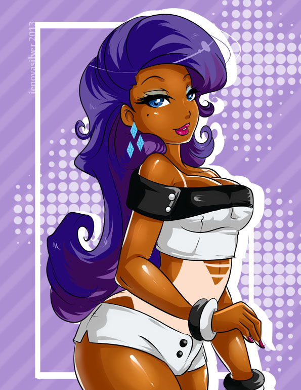 dark_skin female friendship_is_magic hair human humanized jenovasilver long_hair mammal my_little_pony rarity_(mlp) solo suggestive tan tan_line