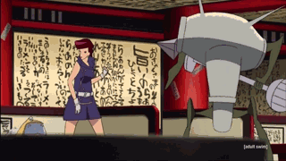 animated animated_gif battle fighting lowres red_hair scarlet_(space_dandy) space_dandy