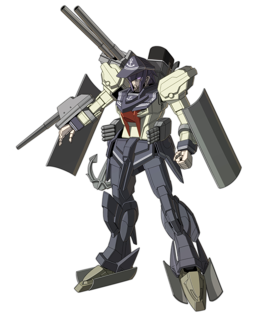 akatsuki_gundam anchor banitei cannon gundam gundam_seed gundam_seed_destiny kantai_collection mecha mechanization namesake no_humans science_fiction shield solo torpedo turret