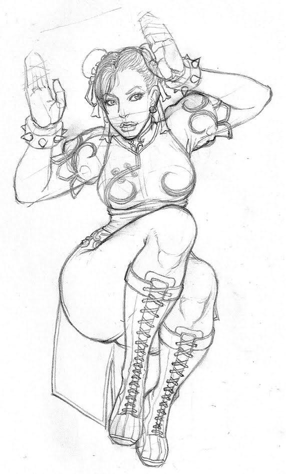 boots bracelet breasts bun_cover china_dress chinese_clothes chun-li cross-laced_footwear double_bun dress earrings graphite_(medium) greyscale jewelry knee_boots lace-up_boots lineart lips lm_(legoman) monochrome puffy_short_sleeves puffy_sleeves short_sleeves side_slit sketch solo spiked_bracelet spikes street_fighter traditional_media