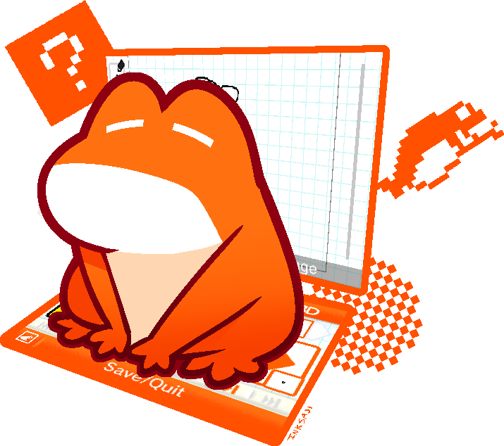 ? animal_focus closed_eyes english_text flipnote_studio frog handheld_game_console inksaji nintendo_dsi no_humans signature sitting transparent_background