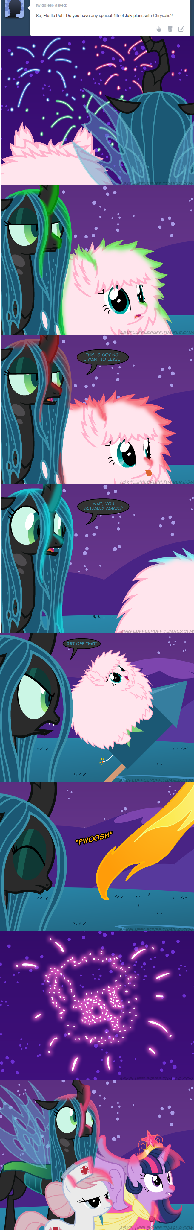 blue_eyes clothed clothing cutie_mark dress english_text equine fangs female fireworks fluffle_puff fluffy friendship_is_magic fur green_eyes green_hair hair horn horse mammal mixermike622 my_little_pony night nurse nurse_hat nurse_redheart_(mlp) pink_fur pink_hair pony purple_eyes purple_fur queen_chrysalis_(mlp) royalty text tongue tongue_out tumblr twilight_sparkle_(mlp) two_tone_hair white_fur winged_unicorn wings