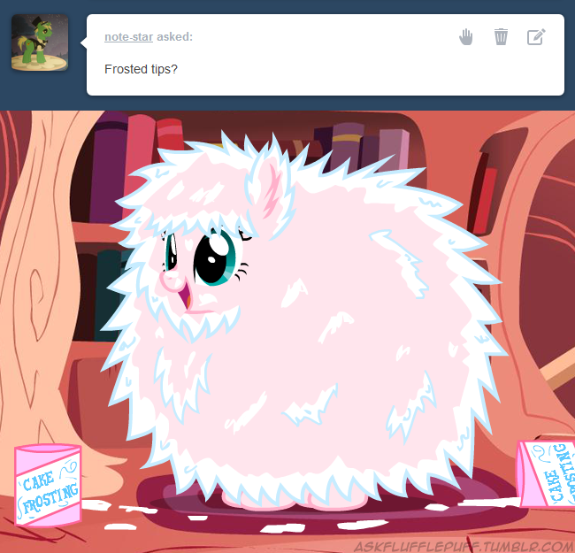 blue_eyes english_text equine female fluffle_puff fluffy friendship_is_magic frosting fur hair horse mammal mixermike622 my_little_pony pink_fur pink_hair pony text tumblr