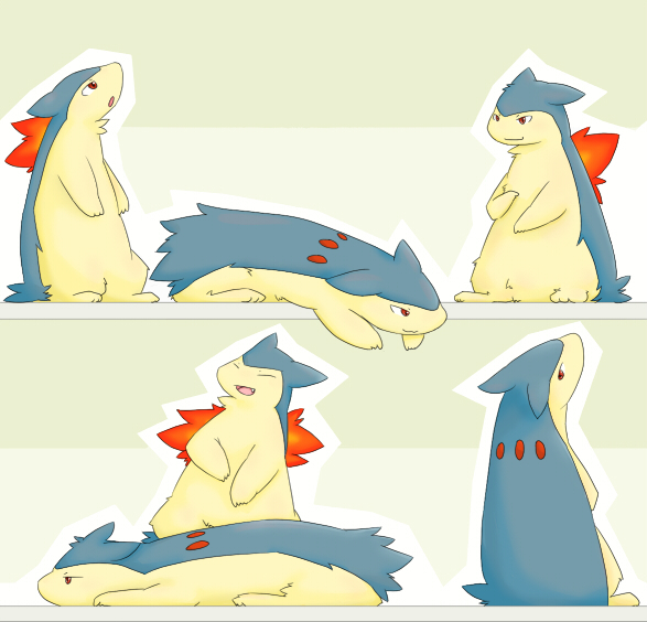 badger fire kinoko lying mustelid nintendo pok&#233;mon pok&eacute;mon red_eyes sitting standing typhlosion video_games wolverine