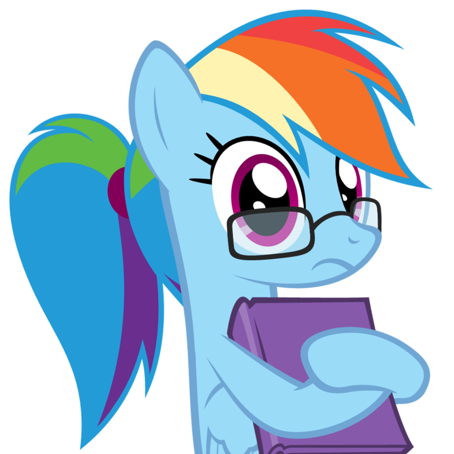 alpha_channel book equine eyewear female friendship_is_magic glasses hair holding looking_at_viewer mammal multi-colored_hair my_little_pony pegasus plain_background ponytail purple_eyes rainbow_dash_(mlp) rainbow_hair solo transparent_background wings zacatron94