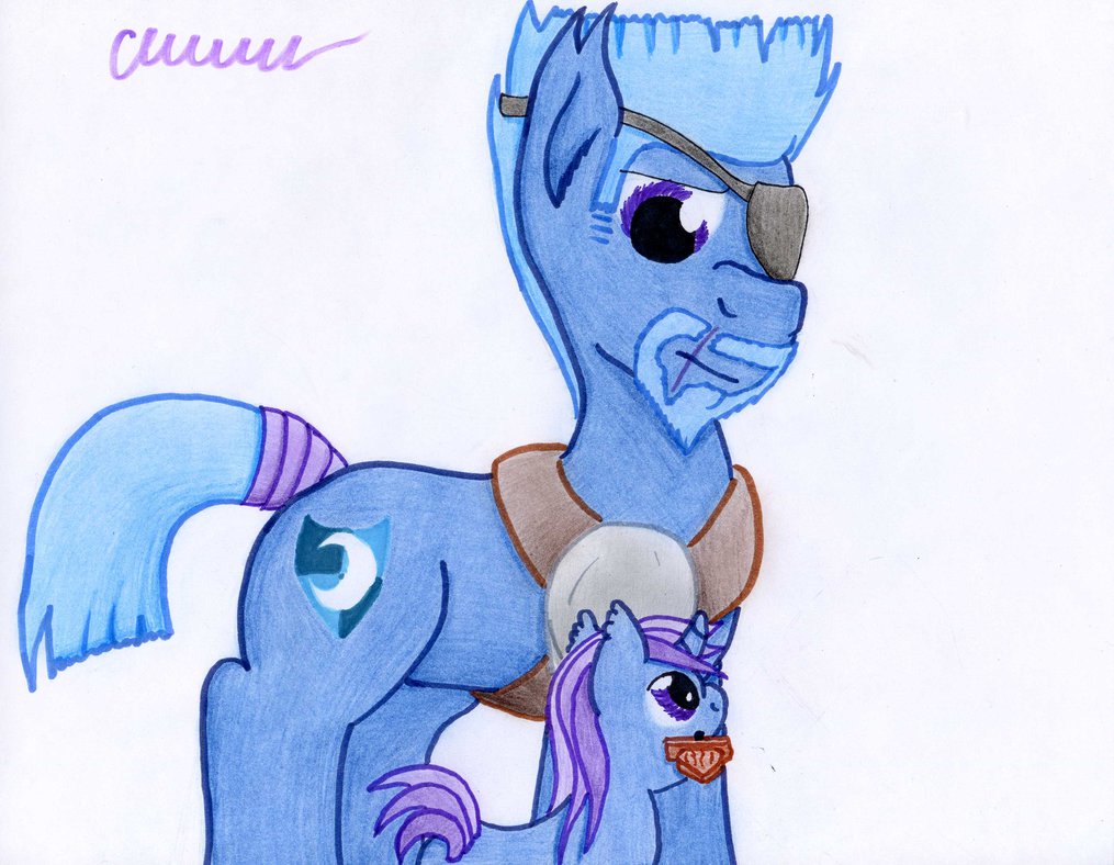 cardstock equine eye_patch eyewear facial_hair father friendship_is_magic hair horn horse mammal my_little_pony nightwatch original_character parent pony scar son the1king unicorn wooden_sword
