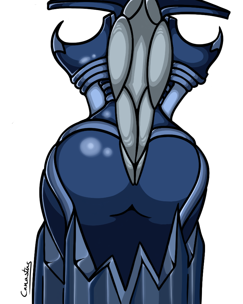 armor big_butt blue_skin butt canastus female grey_hair hair humanoid ice league_of_legends lissandra not_furry pinup plain_background pose riot_games solo transparent_background