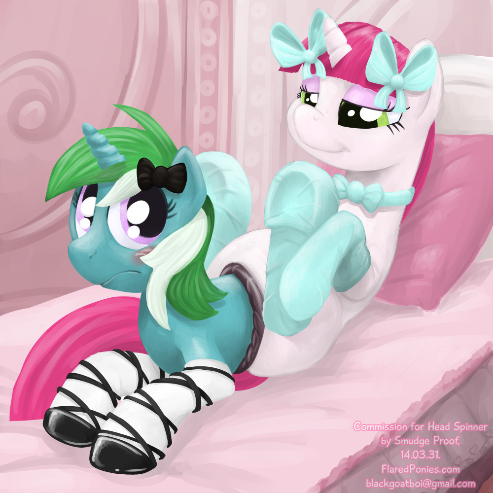 bedroom equine female friendship_is_magic green_eyes green_hair hair head_spinner horn lingerie lovestruck mammal my_little_pony original_character pink_hair purple_eyes pussy smudge_proof two_tone_hair unbirthing unicorn