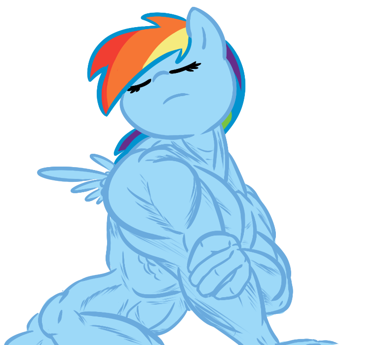 anthro anthrofied blue_fur equine eyes_closed femail female friendship_is_magic fur hair mammal multi-colored_hair muscles muscular_female my_little_pony nude pegasus plain_background rainbow_dash_(mlp) rainbow_hair solo stretching tess-27 transparent_background wings