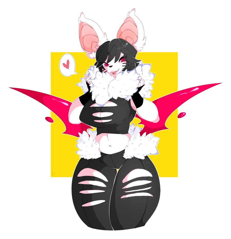 abstract_background alpha_channel bat big_thighs breasts cleavage clothed clothing female fluff koitonic looking_at_viewer mammal midriff plain_background red_eyes roxi standing transparent_background wings