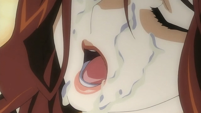 animated animated_gif brown_hair cum cum_in_mouth eyes_closed facial kyoka_(angel_blade) lick licking licking_lips lips long_hair tongue tongue_out
