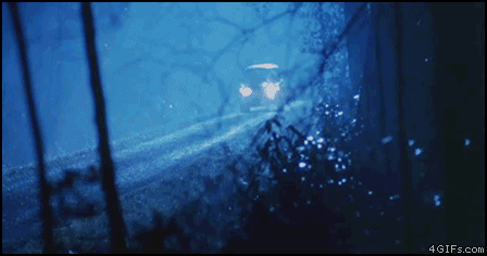 alien animated car countryside creepy encounter forest imminent_rape movie night nightmare_fuel tree