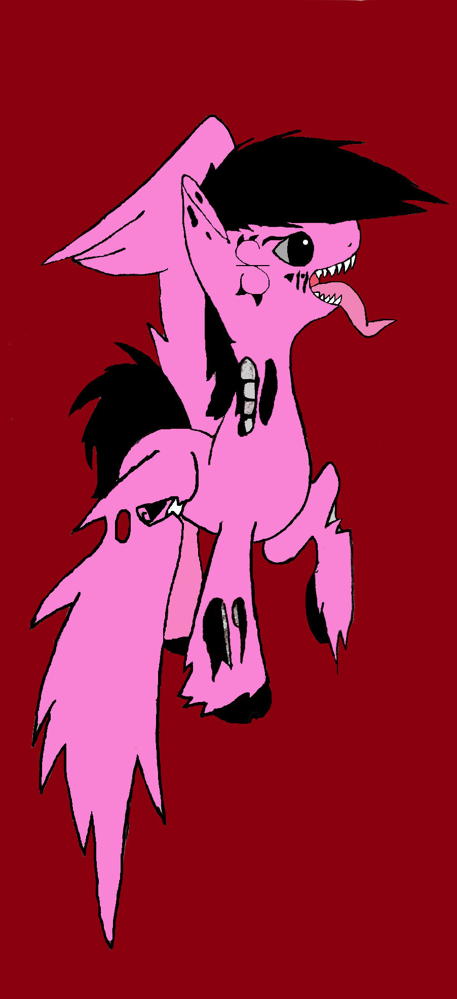 bone clydesdale equine female friendship_is_magic horse mammal monochrome my_little_pony nightmare_fuel original_character sharp_teeth teeth the_magical_cactus tongue wings