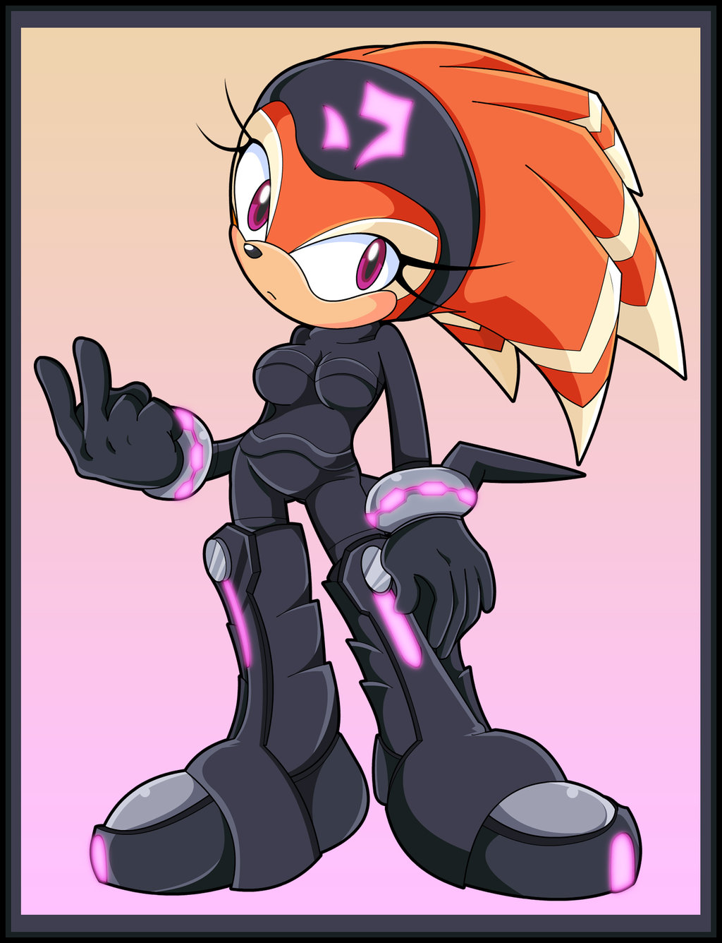 breasts female gradient_background hi_res looking_at_viewer purple_eyes sega shade_the_echidna shaded solo sonic_(series) source_request unknown_artist video_games